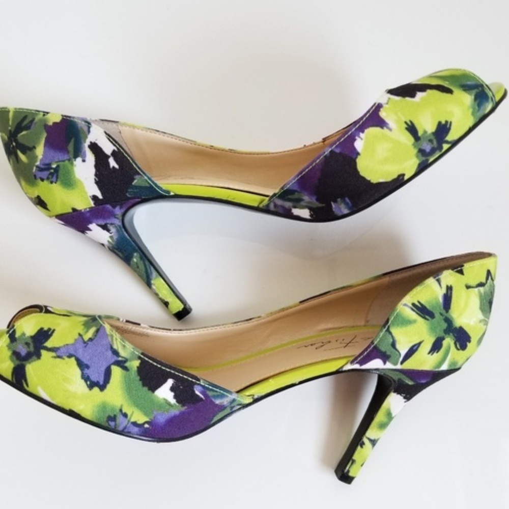 NWT Marc Fisher DOrsay Pumps Peep Toe Floral Heels - Picture 6 of 8